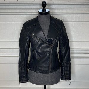TOPSHOP Luna Faux Leather Biker Jacket Size 6